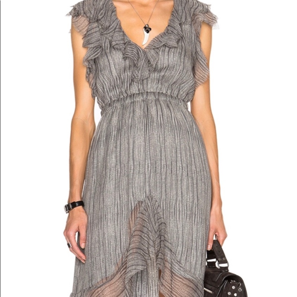 L’AGENCE Sophie V Neck Flutter Dress